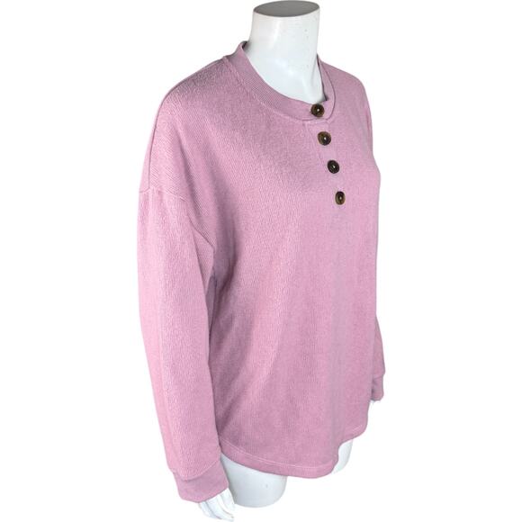 Cuddl Duds Jersey Back Sweater Henley Pullover Mavue Haze Large Fall Winter - Picture 2 of 10